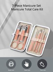 7件套不銹鋼指甲刀套裝美容套裝、指甲足療套裝 - 玫瑰金 - 查看 1