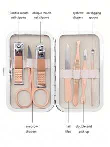 7件套不銹鋼指甲刀套裝美容套裝、指甲足療套裝 - 玫瑰金 - 查看 9
