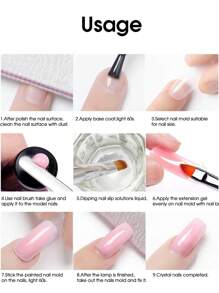 9入組聚合物指甲凝膠套件入門套裝,15毫升紅粉色水晶丙烯酸凝膠,配有指甲模板,刷子,夾子和滑動溶液,適用於初學者,專業法式設計diy美甲工具,銷售禮品,適用於家庭使用。 - 彩色 - 查看 9