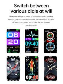 LORDWEY E600 ECG Smart Watch Men Non-Invasive Blood Glucose Heart Rate Blood Pressure Monitor Sports Steps Smartwatch Women Android - Red - View 7
