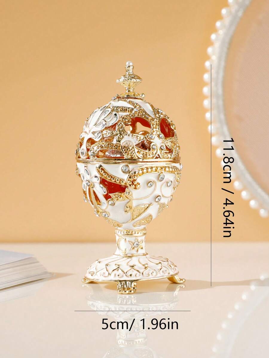 1pc Europeanstyle Gift Jewelry Box, Russian Egg & Swan Decorative Craft Castle Egg, Russian