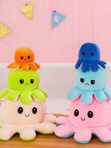 Reversible Octopus Plush Toy, Flip Octopus Double-sided Flip Doll - Pink - View 2