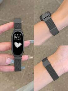 1pc Stainless Steel Magnetic Closure Loop Wristband Protective Cover Case For Mi Band 9/8/7/6/5/4/3, Mi Band 8/9 Active, Redmi Band 2 With NFC