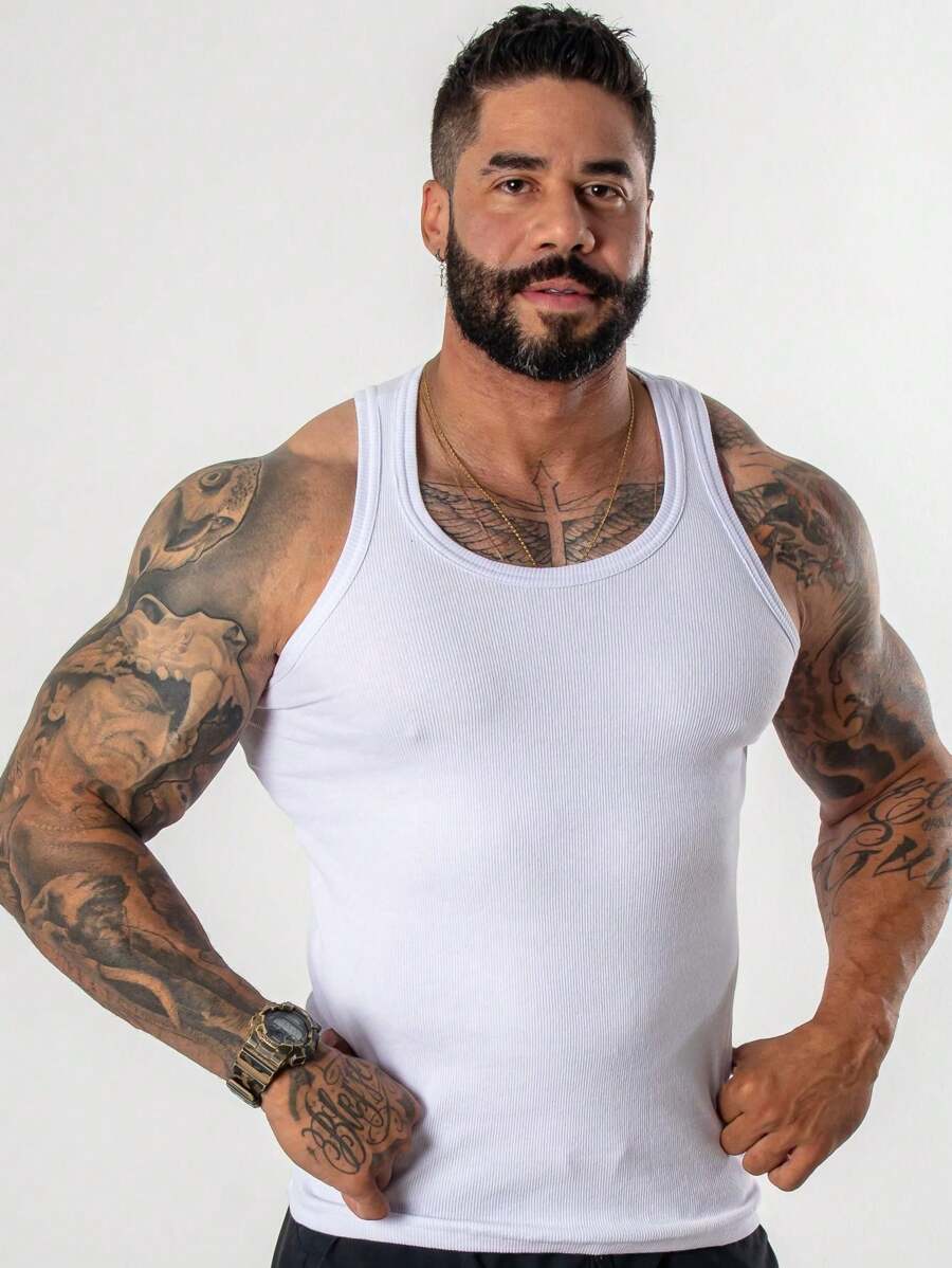 Men Tank Tops - White - View 1