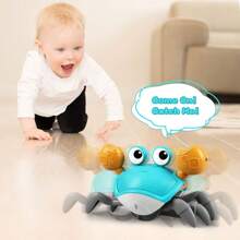 Christmas Decoration 1pc Crawling Crab Toy, Baby Tummy Time Toy, Interesting Interactive Dancing Walking Toy With Music & Sensory Crab For Infant Boys Girls Toddler Birthday Gift (Requires 3 AA Batteries, Not Included) School Supplies - Army Green - View 9