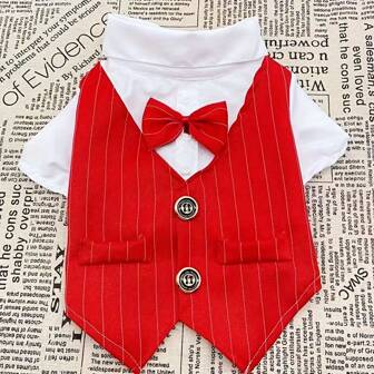 1pc Slim Fit Red Blazer With Detachable Bowtie On The Front And Back, Button Closure