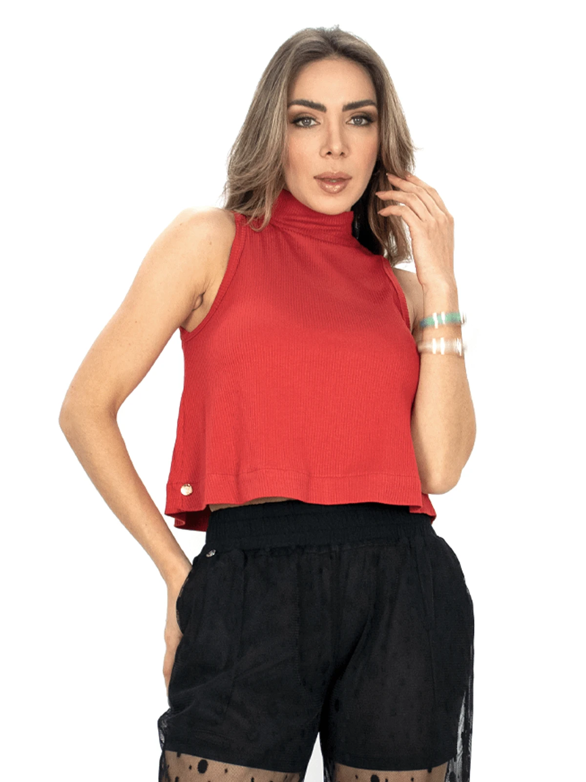 Women Blouses - 紅色 - 查看 1