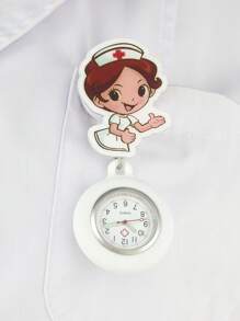 1pc Clear Dial With Luminous Hands Nurse Watch, Doctor Watch With Easy To Read Second Hand, Silicone Band With Buckle And Extendable Features - White - View 5