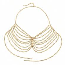 1入 新款性感金屬身鏈,為女性派對表演服裝打扮 - 金色 - 查看 4