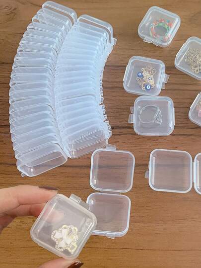 1 set/20 piezas Caja para almacenamiento de joyas de mujer con cajas mini portátiles transparentes, pastillas antioxidantes, para uso diario y boda