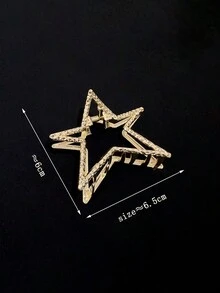 1個女士髮飾金屬星星設計髮夾,適用於半扎、馬尾、魚夾、星星髮夾 - 金色 - 查看 3