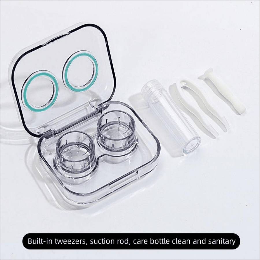 Contact Lens Case Set Of 4 In Transparent Plastic, Portable And