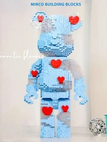 2630pcs Cartoon Bear Brick Light & Heart Pattern Blue Bear Model Mini Particle Building Blocks, Moc Rhinestone Mini Blocks, Kids' Learning & Creative Toys Home Decoration, Great Christmas Gifts For Children - Baby Blue - View 5