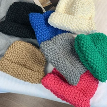 7種顏色可選擇的中性厚針織毛帽,冬季時尚純色大邊保暖耳保暖帽 - 白色 - 查看 7