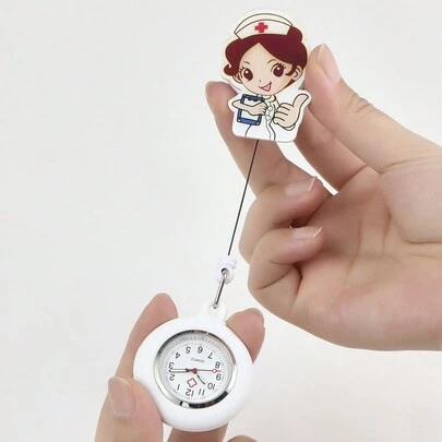 1pc Cute Cartoon Decoration Silicone Watch With Night Light Function, Easy Buckle & Stretchable Band For Nurse