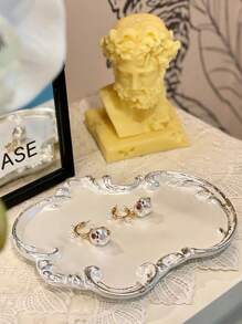 Romantic Carved Tray Plaster Mold Trinket Display Disc Cement Silicone Mold Home Decor Storage Tray DIY Concrete Epoxy Resin Mold