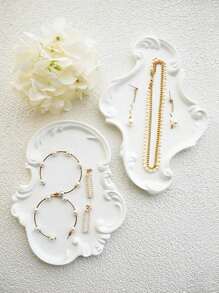 Romantic Carved Tray Plaster Mold Trinket Display Disc Cement Silicone Mold Home Decor Storage Tray DIY Concrete Epoxy Resin Mold