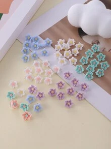 10pcs/pack Purple Small Flower Hair Clips - Purple - View 2