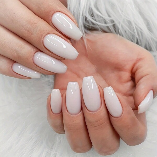 Nude Milky White Gel Nail Polish - Natural Semi-transparent Jelly Nail Polish with Removable UV Top Coat - Perfect for French Manicure
