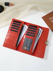 鳄鱼压纹折叠女士时尚现代商务超薄便携多功能大容量信用卡拉链身份证现金存储商务休闲完美学校大学工作商务通勤教师节返校假期办公室周年纪念日情人生日礼物女性白领大学生包学校用品宿舍和返校女士钱包钱包长钱包