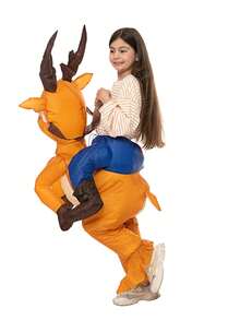 Riding Moose Inflatable Costume, Party Carnival Prop Performance Inflatable Costume - Orange - View 2