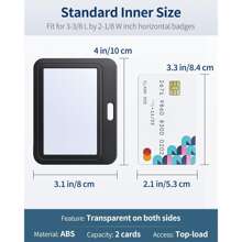 2 件装徽章夹，带双面窗口，横向硬质塑料外壳，黑色卡片保护袋，适用于办公室、学校 ID 卡、信用卡、感应钥匙卡、驾驶执照和通行证、学校用品、返校 - 黑色 - 查看 2