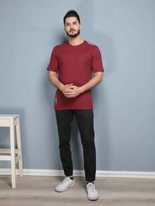 Men T-Shirts - 酒紅色 - 查看 1