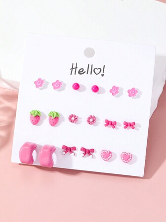 18入組淺粉色花瓣和蝴蝶結造型的女士耳環,簡約優雅,適用於畢業典禮、假日、海灘派對、聚會、婚禮、伴娘、閨蜜、女友禮物
