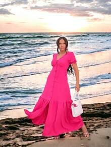 Women Dresses - 玫紅色 - 查看 5