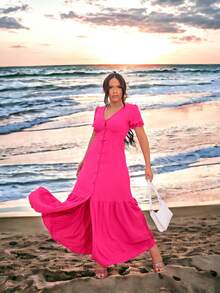 Women Dresses - 玫紅色 - 查看 1