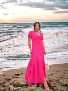 Women Dresses - 玫紅色 - 查看 3