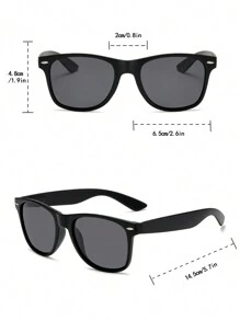 3入組經典方形釘子設計啞黑時尚男士太陽眼鏡配件 - 黑色 - 查看 4