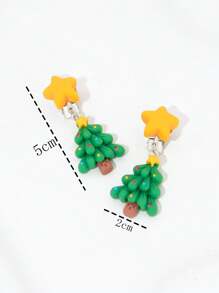 1對可愛的樹脂聖誕樹卡通髮夾,適用於女孩 - 彩色 - 查看 4