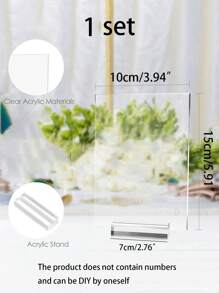 1套 - 透明亞克力婚禮座位卡(5.91*3.94英寸)西式婚禮號碼卡,生日派對桌牌,亞克力桌號,透明亞克力座位卡(不帶號碼,diy可用),適用於帶有支架的婚禮派對桌子(2.76*1.57英寸) - 白色 - 查看 8
