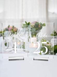 1套 - 透明亞克力婚禮座位卡(5.91*3.94英寸)西式婚禮號碼卡,生日派對桌牌,亞克力桌號,透明亞克力座位卡(不帶號碼,diy可用),適用於帶有支架的婚禮派對桌子(2.76*1.57英寸) - 白色 - 查看 2