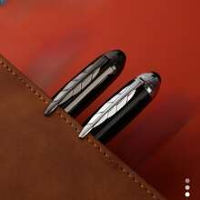 1支新創意葉子形筆夾原子筆,金屬雕刻扭轉式原子筆,商務禮品辦公簽字筆 - 彩色 - 查看 6