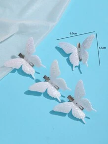 4pcs/set Fashionable Delicate Butterfly & Letter Design Hair Clips, Suitable For Daily Wear - Ombre - View 5