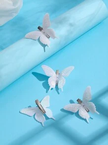 4pcs/set Fashionable Delicate Butterfly & Letter Design Hair Clips, Suitable For Daily Wear - Ombre - View 7