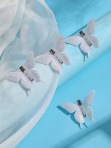 4pcs/set Fashionable Delicate Butterfly & Letter Design Hair Clips, Suitable For Daily Wear - Ombre - View 4