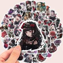 50pcs Gothic Rose Girl Graffiti Stickers For Decorating Mobiles, Laptops, Suitcases, Notebooks - Apricot - View 4