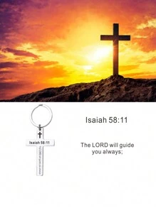 1入不鏽鋼鑰匙扣,帶有格言和經文鑰匙圈以賽亞書58:11 - 銀色 - 查看 5