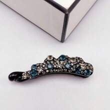 1pc Rhinestone Decor Banana Hair Clip, Chic Hair Accessory For Daily Wear - Navy Blue - View 5