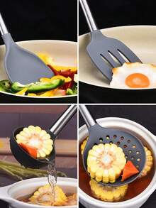 Classic Silicone & Wooden Slotted Spatula For Home Kitchen - Silicone wooden handle spatula - View 4