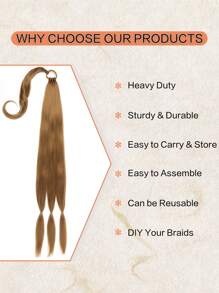 長辮子馬尾辮延長帶髮帶直環繞式接發馬尾辮天然柔軟合成發片適合女士日常佩戴 - Light Brown - 查看 5