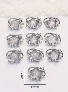 10 件装锌合金 3D 星星和白色球体和水钻装饰美甲首饰 DIY 指甲饰品指甲宝石美甲用品 - 白色 - 查看 3