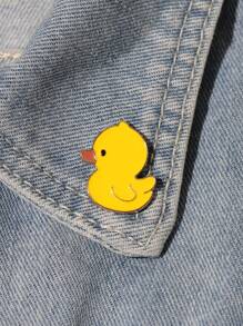 1只時尚的滴漆黃色小鴨別針,適合女性日常穿著,衣服,包包裝飾