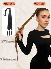 Long Braided Ponytail Extension with Hair Tie Straight Wrap Around Hair Extensions Ponytail Natural Soft Synthetic Hair Piece for Women Daily Wear