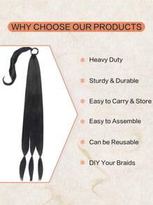 Long Braided Ponytail Extension with Hair Tie Straight Wrap Around Hair Extensions Ponytail Natural Soft Synthetic Hair Piece for Women Daily Wear
