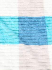 Suave Cobijas Matrimonial a Rayas con estampado de Cuadros de colores (200*220 cm) - Celeste Suave - Ver 2