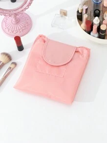 1 件超大容量布质抽绳化妆包，多色便携式收纳袋，适用于护肤品、家居、旅行 - 粉色 - 查看 4